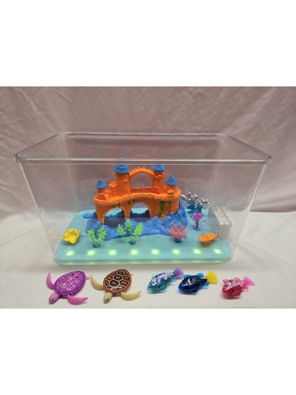Zuru Robo Alive Light-Up Aquarium Set w Turtles And Fish Pink Fish Not Working